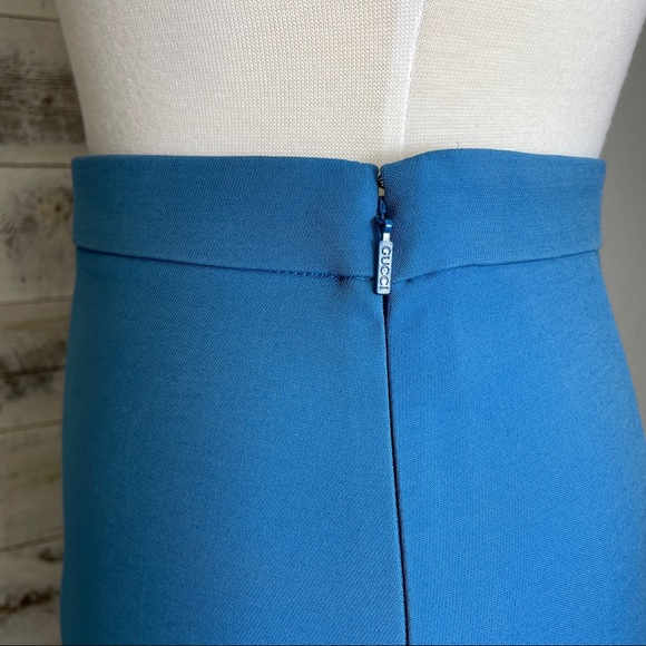 GUCCI Blue Wool Roman Numeral Skirt Size 40 4 610297 Midi Runway Lined Rare Chic - Picture 10 of 16